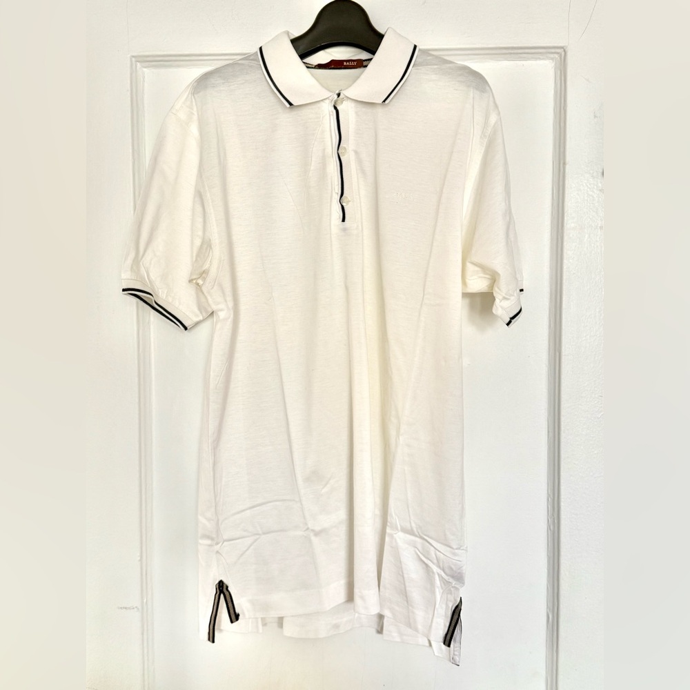 Bally White Polo Shirt Classic Knit Short Sleeve